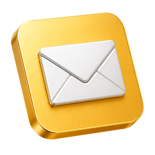 Pictogramă tridimensională ornamentală cu un plic de e-mail pe pagina de contact